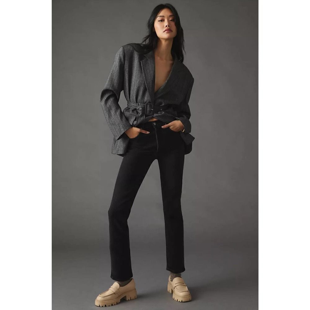 Anthropologie AGOLDE Riley High-Rise Straight‎ Crop Jeans Sz 24 black